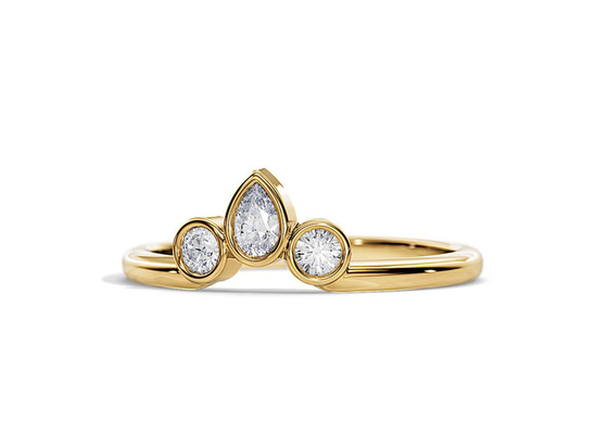 0.4CT V deu forma à aliança de casamento com anel de noivado, OEM empilhável de 2MM Diamond Rings