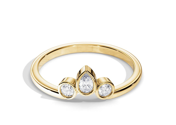 0.4CT V deu forma à aliança de casamento com anel de noivado, OEM empilhável de 2MM Diamond Rings
