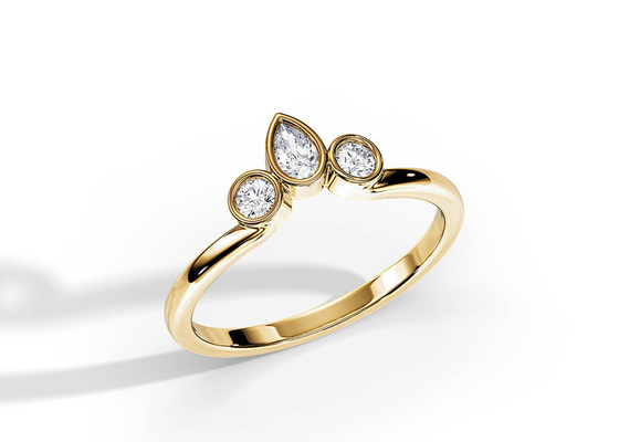 0.4CT V deu forma à aliança de casamento com anel de noivado, OEM empilhável de 2MM Diamond Rings