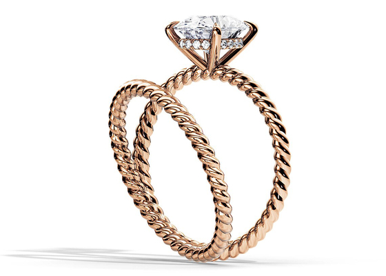 Anel de ouro oval 1.5ct do corte 9K 6×8MM com o dente de Moissanite que ajusta o tipo