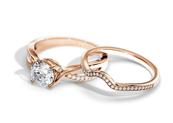 cor da média de 1.25ct Rose Gold Moissanite Engagement Rings VS1 SI1 SI2