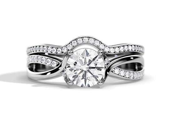 cor da média de 1.25ct Rose Gold Moissanite Engagement Rings VS1 SI1 SI2