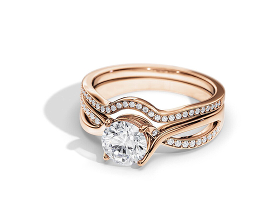 cor da média de 1.25ct Rose Gold Moissanite Engagement Rings VS1 SI1 SI2