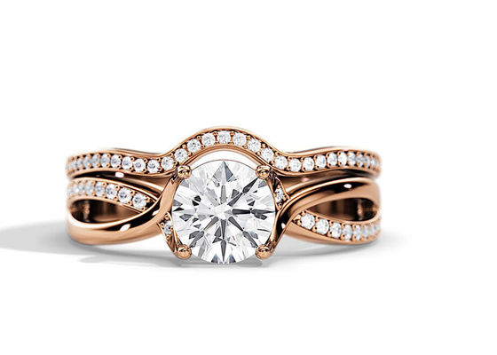 cor da média de 1.25ct Rose Gold Moissanite Engagement Rings VS1 SI1 SI2