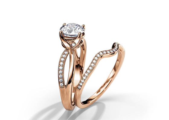 cor da média de 1.25ct Rose Gold Moissanite Engagement Rings VS1 SI1 SI2