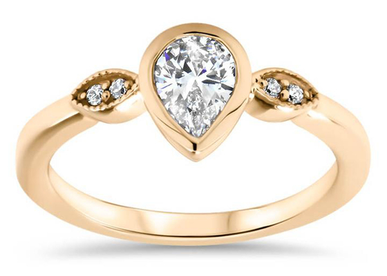 anel de Moissanite do ouro de 0.77carat 10k, dimensão do anel de noivado 5×7mm do solitário do ouro