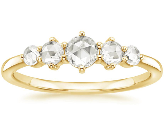 Tamanho diferente Rose Cut Diamond Engagement Ring, 0.49ct 4mm Diamond Ring