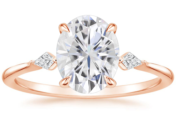 diâmetro OV7×9mm 2.1ct dos anéis de 10K Rose Gold Oval Moissanite Engagement