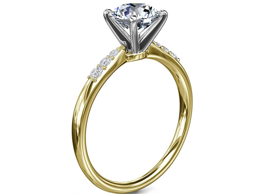A forma redonda 9K prateia a pedra branca de Ring With 6MM 1.0ct Moissanite