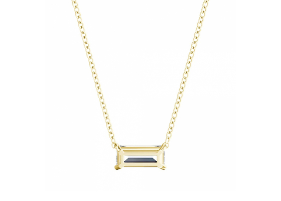 O Baguette cortou colares do ouro 14K com o diamante do solitário de 0.5ct 5×7mm