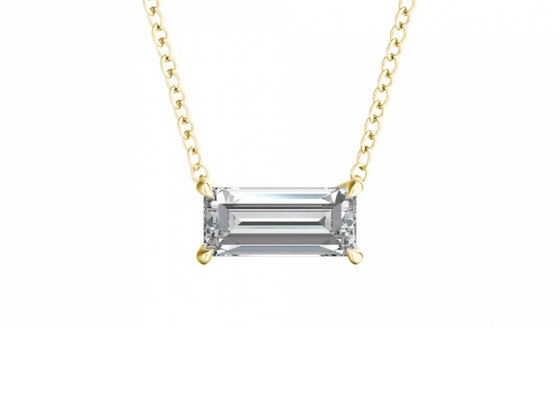 O Baguette cortou colares do ouro 14K com o diamante do solitário de 0.5ct 5×7mm