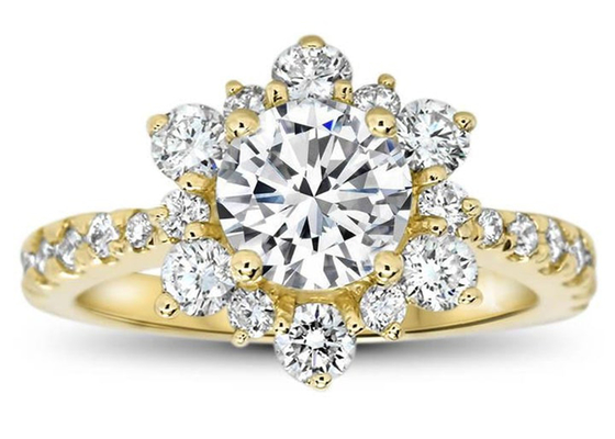 O floco de neve inspirou o peso de prata do tamanho 1.0ct de 9K Ring With Lab Diamond RD6.5MM