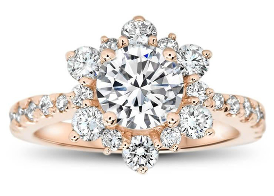 O floco de neve inspirou o peso de prata do tamanho 1.0ct de 9K Ring With Lab Diamond RD6.5MM