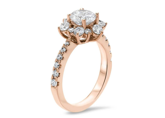 O floco de neve inspirou o peso de prata do tamanho 1.0ct de 9K Ring With Lab Diamond RD6.5MM