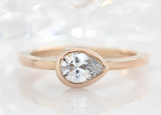 aliança de casamento do ouro 0.77ct amarelo, anel de noivado do grupo da moldura do ODM para a senhora