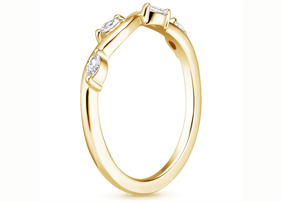 Diamante 0.40ct de enrolamento de Ring With 2×4mm da joia do ouro amarelo do salgueiro 14K