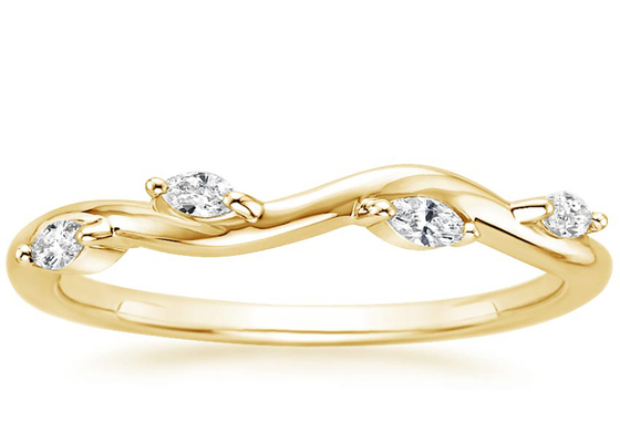Diamante 0.40ct de enrolamento de Ring With 2×4mm da joia do ouro amarelo do salgueiro 14K