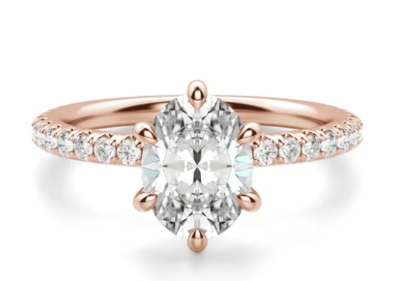 O dente ajustou o tipo pedra de Ring Rose Gold Material With 1.5carat 6×8mm da prata de 9k