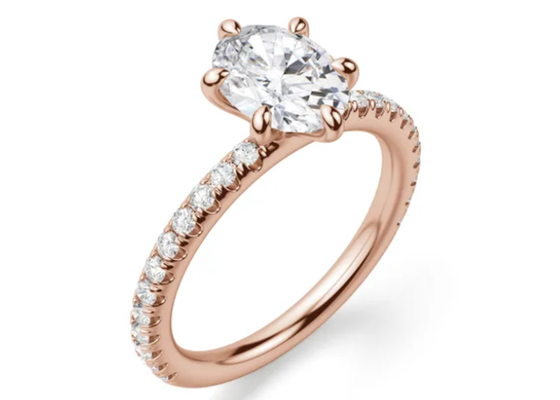 O dente ajustou o tipo pedra de Ring Rose Gold Material With 1.5carat 6×8mm da prata de 9k