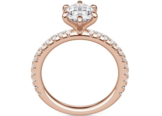 O dente ajustou o tipo pedra de Ring Rose Gold Material With 1.5carat 6×8mm da prata de 9k