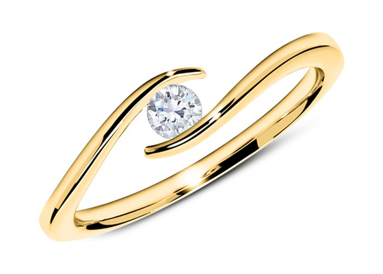 O solitário 14k amarela o corte de círculo de Diamond Ring 1.5mm do ouro com o diamante 0.10ct