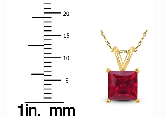 Colares do ouro 14K de 7×7MM com Ruby Pendant 2ct para o acoplamento