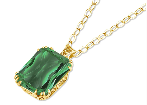 Colares 2.67ct 8×10mm do ouro do vintage 14K com Emerald Pendant natural