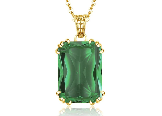 Colares 2.67ct 8×10mm do ouro do vintage 14K com Emerald Pendant natural