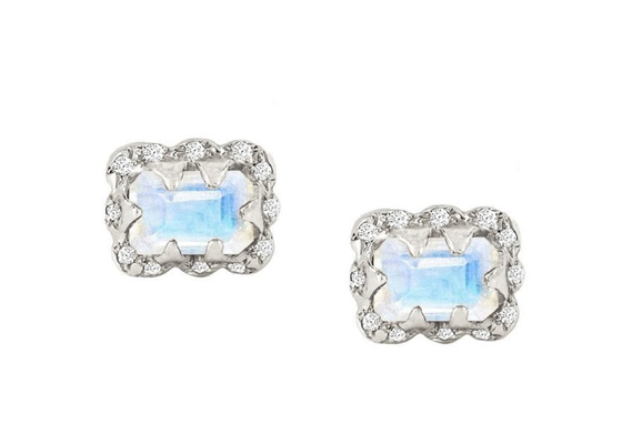 5×7MM Emerald Cut Diamond Earrings With polvilhou o diamante para o presente
