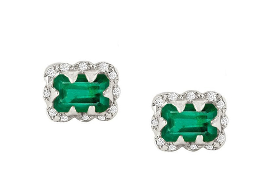 5×7MM Emerald Cut Diamond Earrings With polvilhou o diamante para o presente