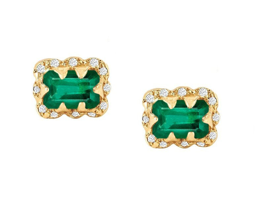 5×7MM Emerald Cut Diamond Earrings With polvilhou o diamante para o presente