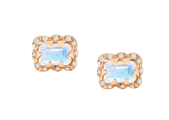 5×7MM Emerald Cut Diamond Earrings With polvilhou o diamante para o presente