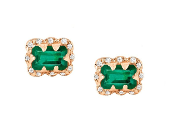 5×7MM Emerald Cut Diamond Earrings With polvilhou o diamante para o presente