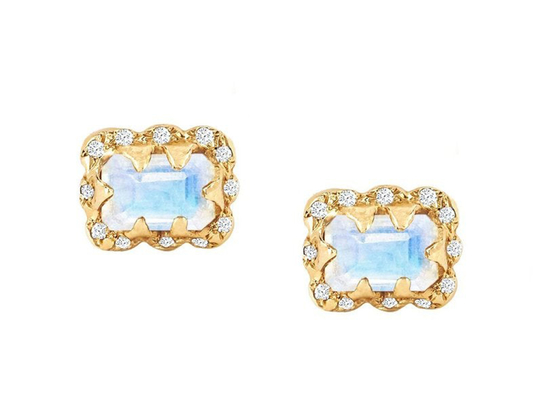 5×7MM Emerald Cut Diamond Earrings With polvilhou o diamante para o presente