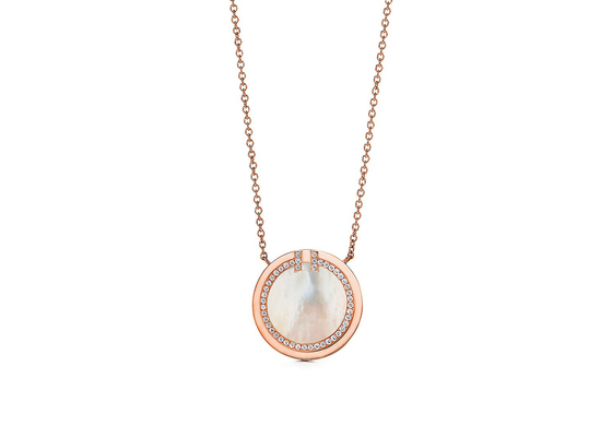 OEM do material do pendente 18k Rose Gold do círculo de 0.05ct Diamond And Mother Of Pearl