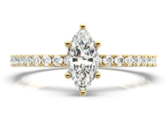 Peso Marquise Cut de D VS1 18K Rose Gold Ring 2CT para o acoplamento