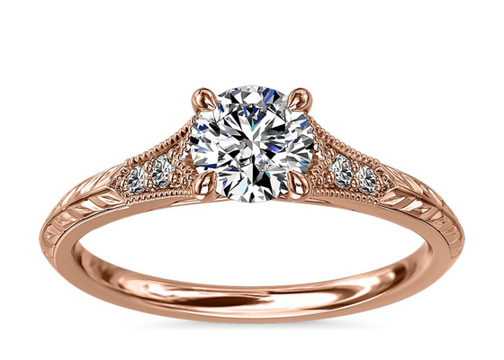 ouro Moissanite crescido laboratório Ring Dia RD6mm 0.8ct de 14K Roose para o casamento