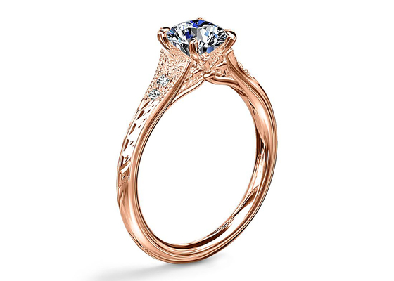 ouro Moissanite crescido laboratório Ring Dia RD6mm 0.8ct de 14K Roose para o casamento