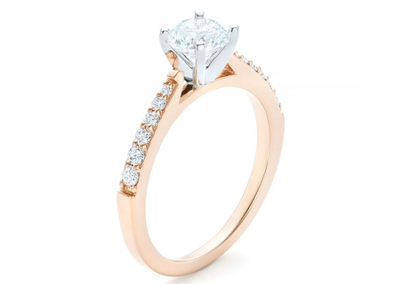 Garra que ajusta o ODM do OEM do tamanho de Rose Gold Moissanite Band Rings 5.5MM