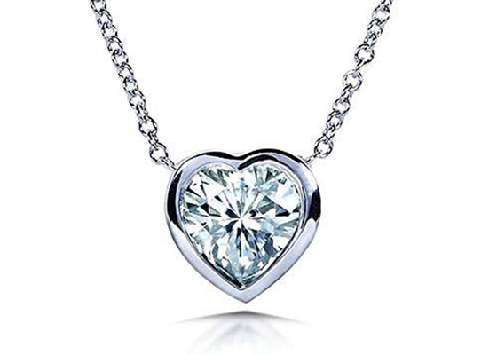estilo da moldura do coração das colares do ouro de 16inch 14K com 6x6mm Moissanite