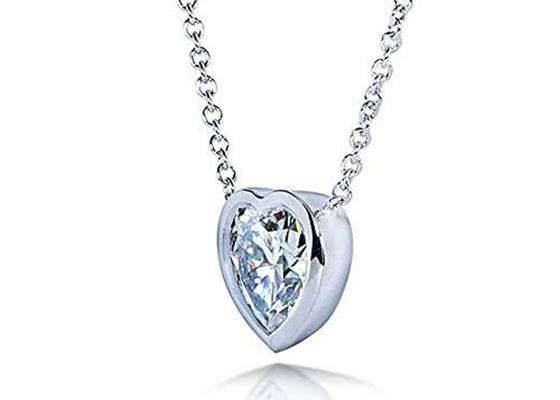 estilo da moldura do coração das colares do ouro de 16inch 14K com 6x6mm Moissanite