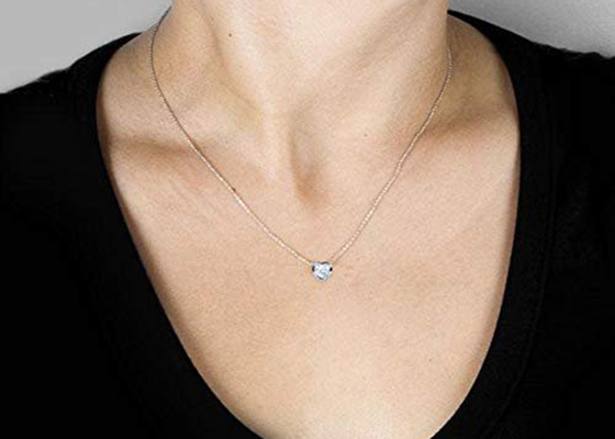 estilo da moldura do coração das colares do ouro de 16inch 14K com 6x6mm Moissanite