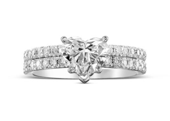 O ODM 18k Rose Gold Diamond Ring Heart cortou com faixa de harmonização 2.75CT