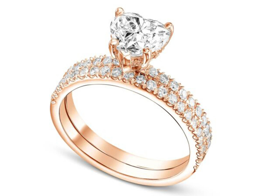O ODM 18k Rose Gold Diamond Ring Heart cortou com faixa de harmonização 2.75CT