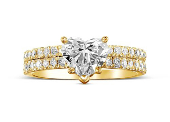O ODM 18k Rose Gold Diamond Ring Heart cortou com faixa de harmonização 2.75CT