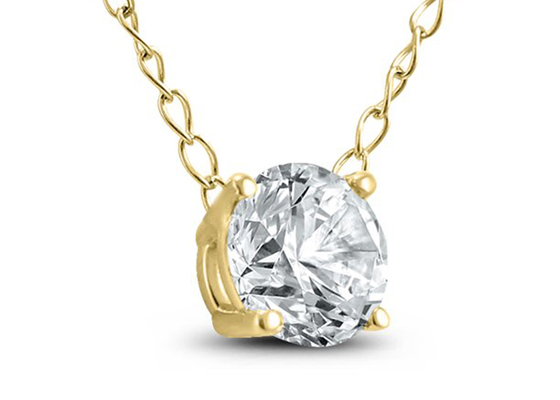 4mm 0.23ct Diamond Solitaire Necklace, 4 colar do ouro amarelo dos dentes 14k