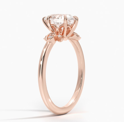 anel de ouro da joia de 14K 0.77ct Rose Gold Pear Cut Wedding Moissanite