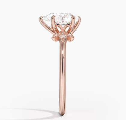 anel de ouro da joia de 14K 0.77ct Rose Gold Pear Cut Wedding Moissanite