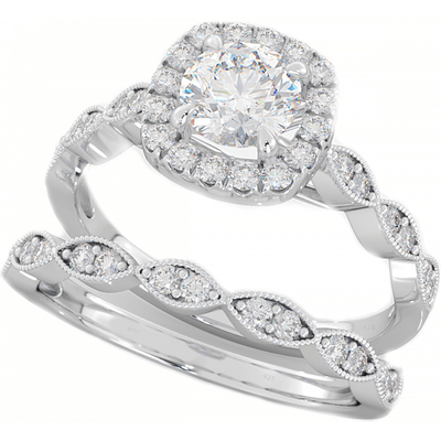 Grupo nupcial das alianças de casamento 0.90CT, ODM de Diamond Engagement Ring do quadrado