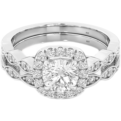 Grupo nupcial das alianças de casamento 0.90CT, ODM de Diamond Engagement Ring do quadrado